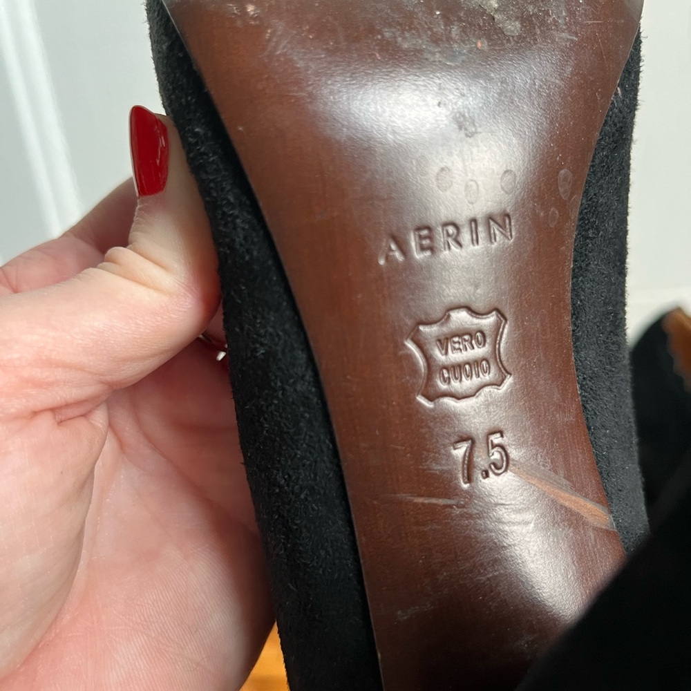 Aerin Mary Jane black suede heels 7.5 - Picture 11 of 14